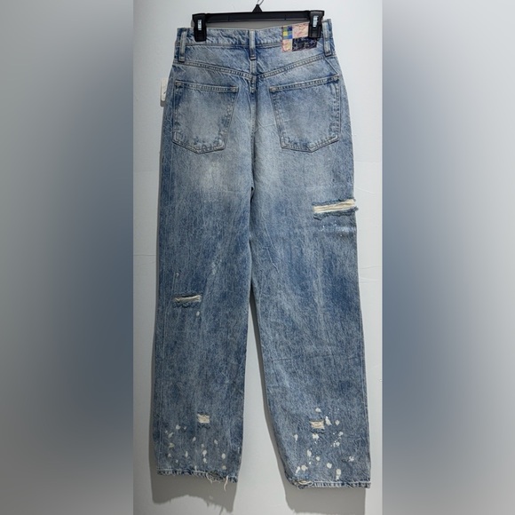 Free People With The Band Distressed Straight Leg Jeans High Rise Size 26 - Picture 11 of 12